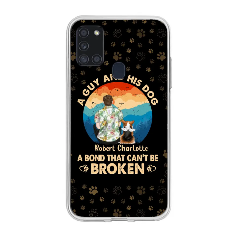 Personalized Dog Dad Phone Case - Father's Day Gift Idea for Dad/Dog Lovers - Up to 4 Dogs - A Guy And His Dog A Bond That Can't Be Broken - Cases For iPhone/Samsung