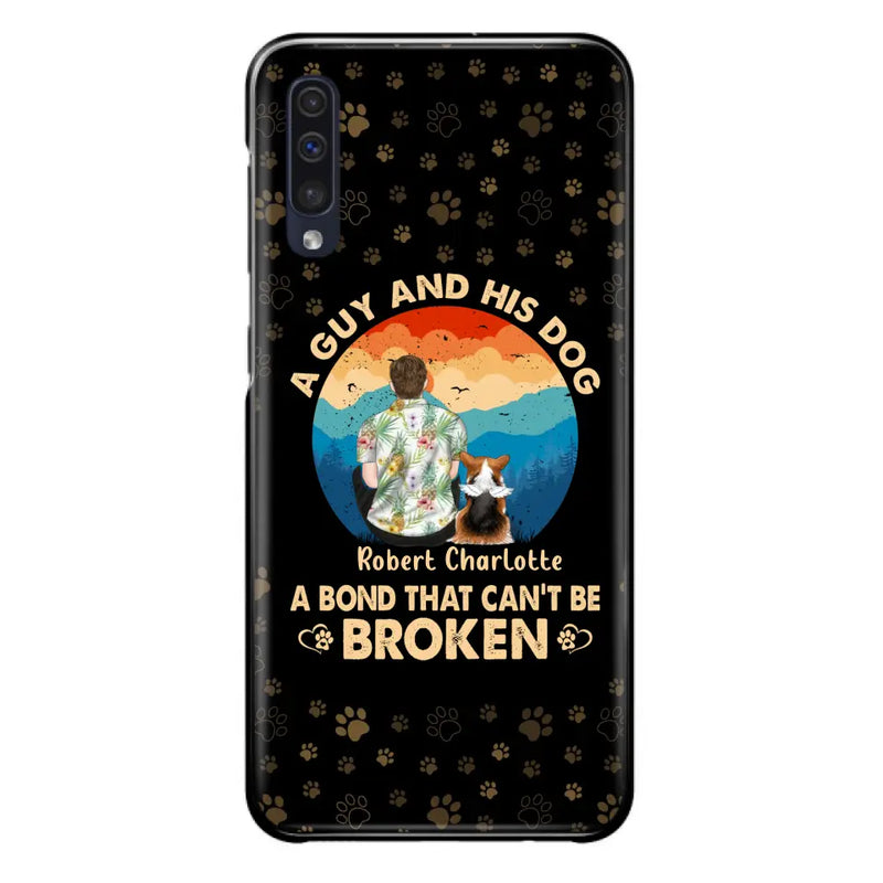 Personalized Dog Dad Phone Case - Father's Day Gift Idea for Dad/Dog Lovers - Up to 4 Dogs - A Guy And His Dog A Bond That Can't Be Broken - Cases For iPhone/Samsung