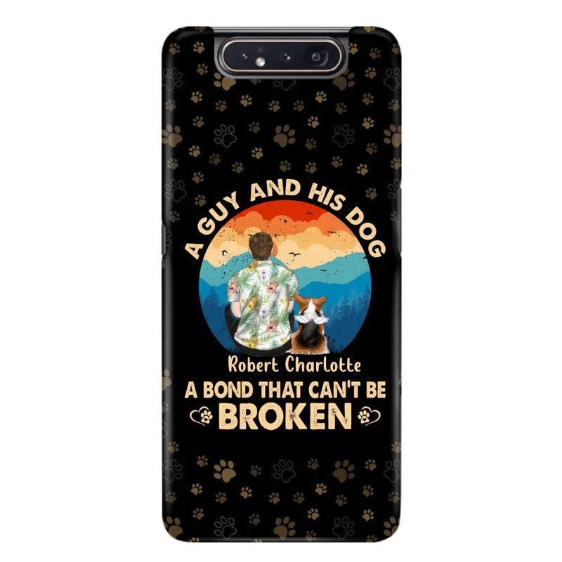 Personalized Dog Dad Phone Case - Father's Day Gift Idea for Dad/Dog Lovers - Up to 4 Dogs - A Guy And His Dog A Bond That Can't Be Broken - Cases For iPhone/Samsung