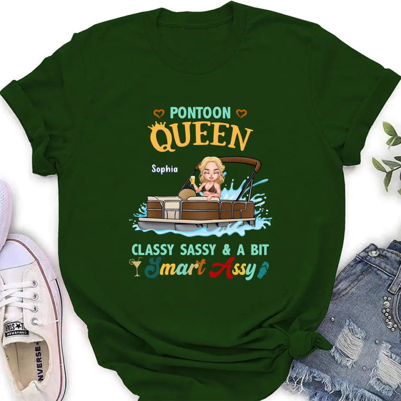 Personalized Pontoon Queen Shirt/Hoodie - Best Gift Idea For Pontoon Lovers - Pontoon Queen Classy Sassy & A Bit Smart Assy
