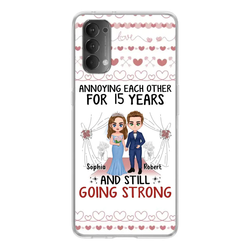 Personalized Chibi Couple Phone Case - Best Gift Idea For Couple/Husband/Father's Day - Annoying Each Other For 15 Years And Still Going Strong - Case For Oppo/Xiaomi/Huawei
