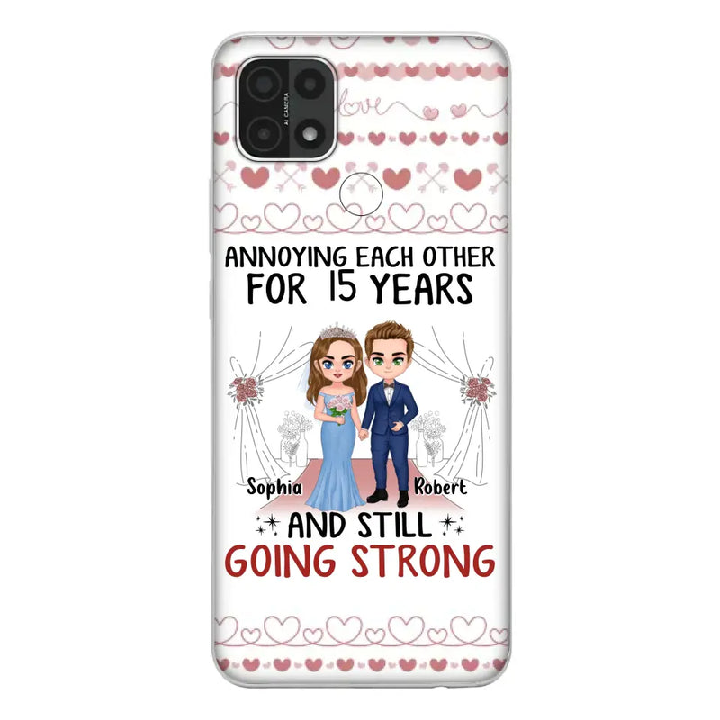 Personalized Chibi Couple Phone Case - Best Gift Idea For Couple/Husband/Father's Day - Annoying Each Other For 15 Years And Still Going Strong - Case For Oppo/Xiaomi/Huawei