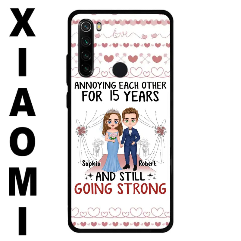 Personalized Chibi Couple Phone Case - Best Gift Idea For Couple/Husband/Father's Day - Annoying Each Other For 15 Years And Still Going Strong - Case For Oppo/Xiaomi/Huawei
