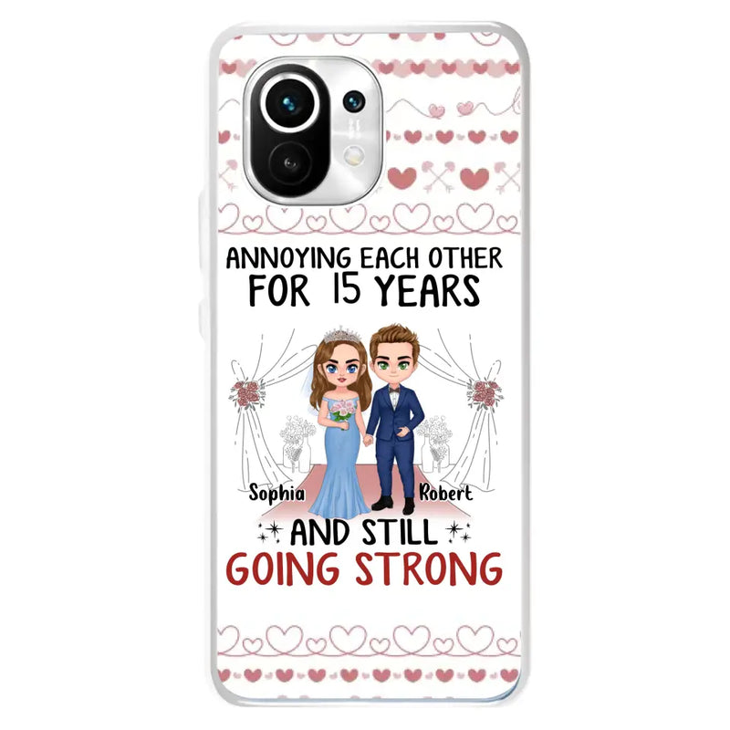 Personalized Chibi Couple Phone Case - Best Gift Idea For Couple/Husband/Father's Day - Annoying Each Other For 15 Years And Still Going Strong - Case For Oppo/Xiaomi/Huawei