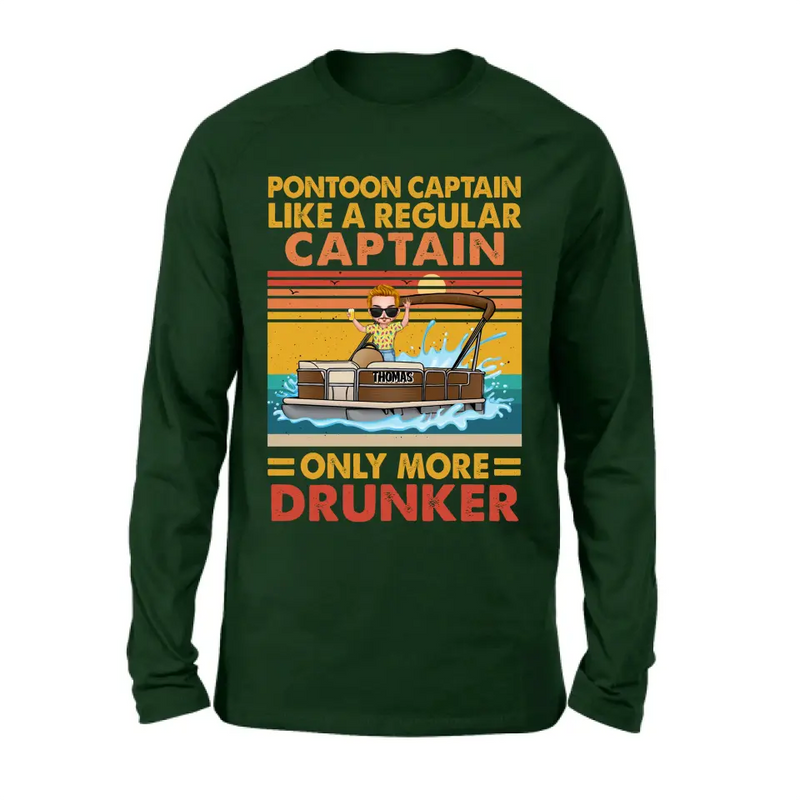 Personalized Pontoon Captain Shirt/Hoodie - Best Gift Idea For Pontoon Lover - Pontoon Captain Like A Regular Captain Only More Drunker