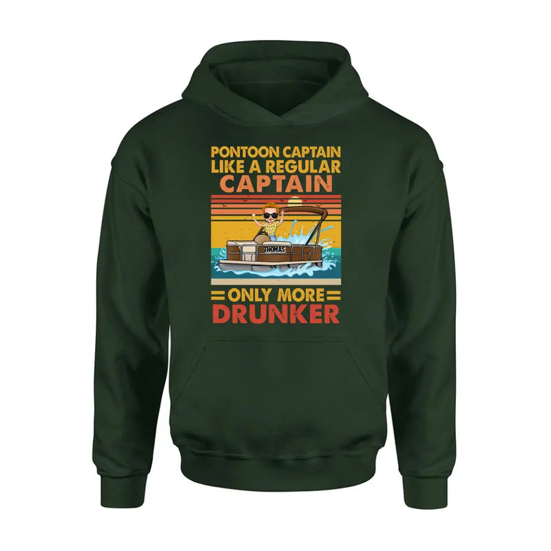 Personalized Pontoon Captain Shirt/Hoodie - Best Gift Idea For Pontoon Lover - Pontoon Captain Like A Regular Captain Only More Drunker