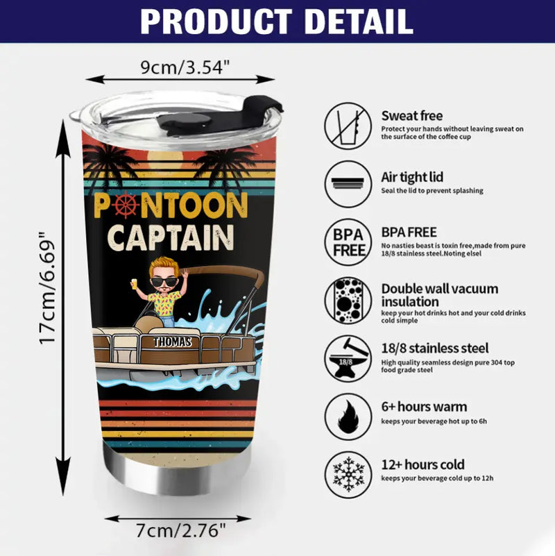 Personalized Pontoon Captain Tumbler - Best Gift Idea For Pontoon Lover - Pontoon Captain Like A Regular Captain Only More Drunker