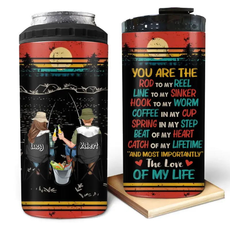 Personalized Fishing 4 In 1 Can Cooler Tumbler - Gift Idea For Couple/Fishing Lovers - You Are The Rod To My Reel