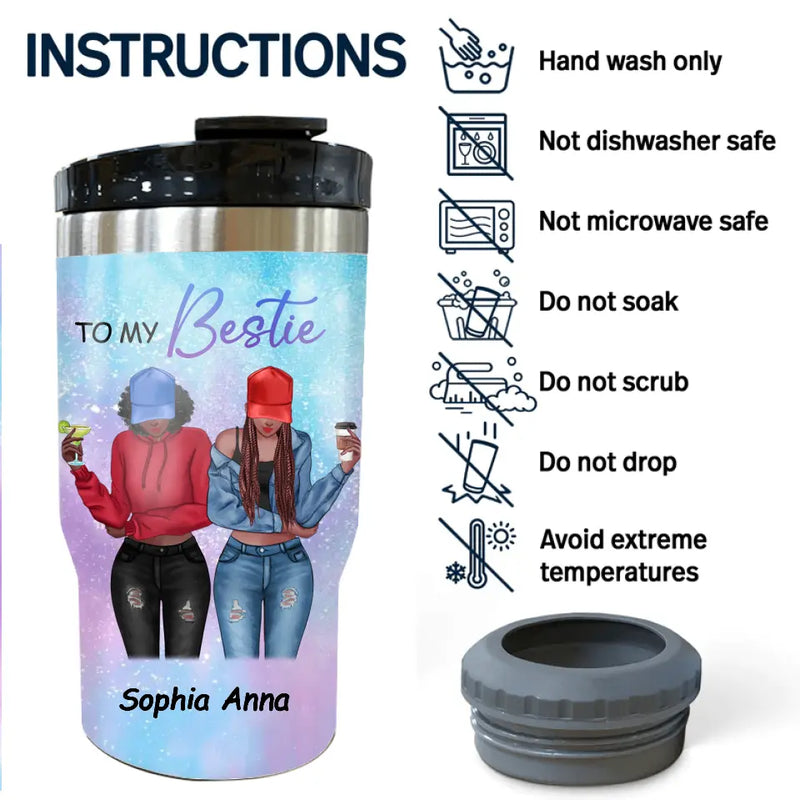 Personalized Besties 3 In 1 Can Cooler - Gift Idea For Best Friends/Besties - I Promise You Won't Have To Face Them Alone