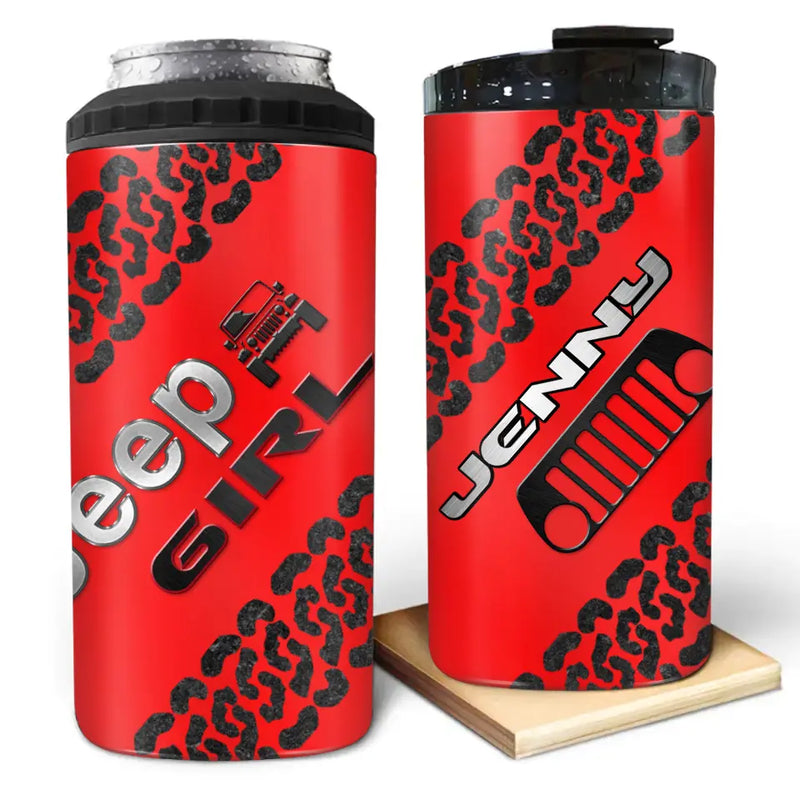 Personalized Off Road Girl 4 In 1 Can Cooler Tumbler - Best Gift Idea For Girl/Friend/Off Road Gift