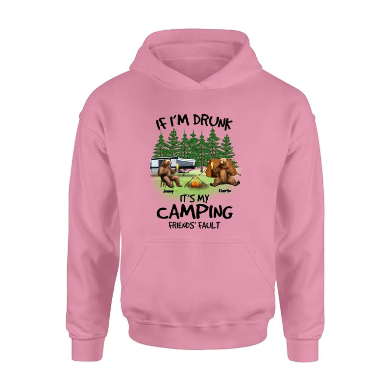 Personalized Camping Friends Shirt/Hoodie - Up to 7 Bears - Gift Idea for Camping Lovers/Friends - If I'm Drunk It's My Camping Friends' Fault