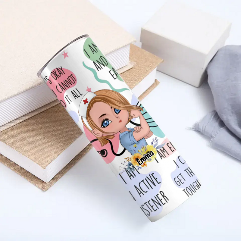 Personalized Nurse Skinny Tumbler 20OZ - Gift Idea For Nurse - Nurse Daily Affirmations I Am Resilient