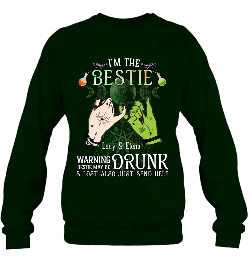 Personalized Witch Besties Shirt/Hoodie Back - Gift Idea For Halloween/Witch Lovers/Besties - I'm The Bestie