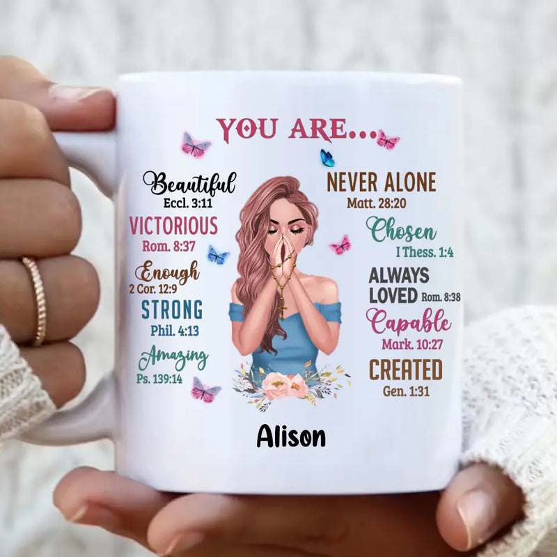 Personalized Praying Girl Coffee Mug - Gift Idea for Girls/Friends - You Are Beautiful