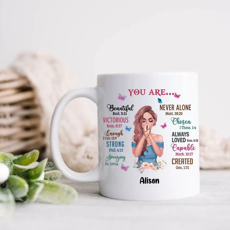 Personalized Praying Girl Coffee Mug - Gift Idea for Girls/Friends - You Are Beautiful