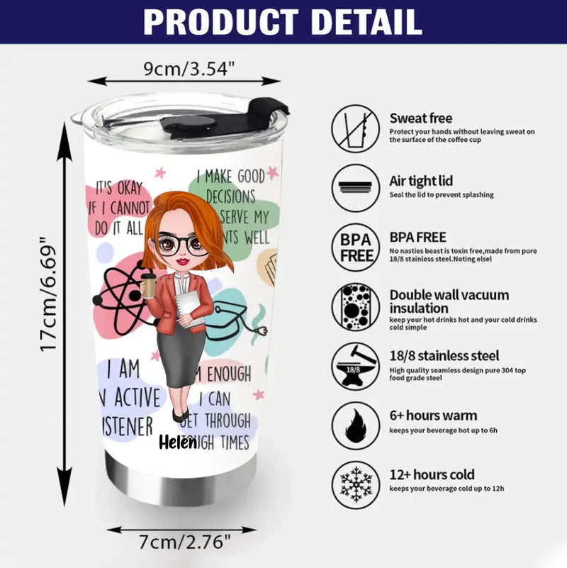Personalized Teacher Tumbler - Best Gift Idea For Teacher/Birthday - Teacher Assistant Daily Affirmations
