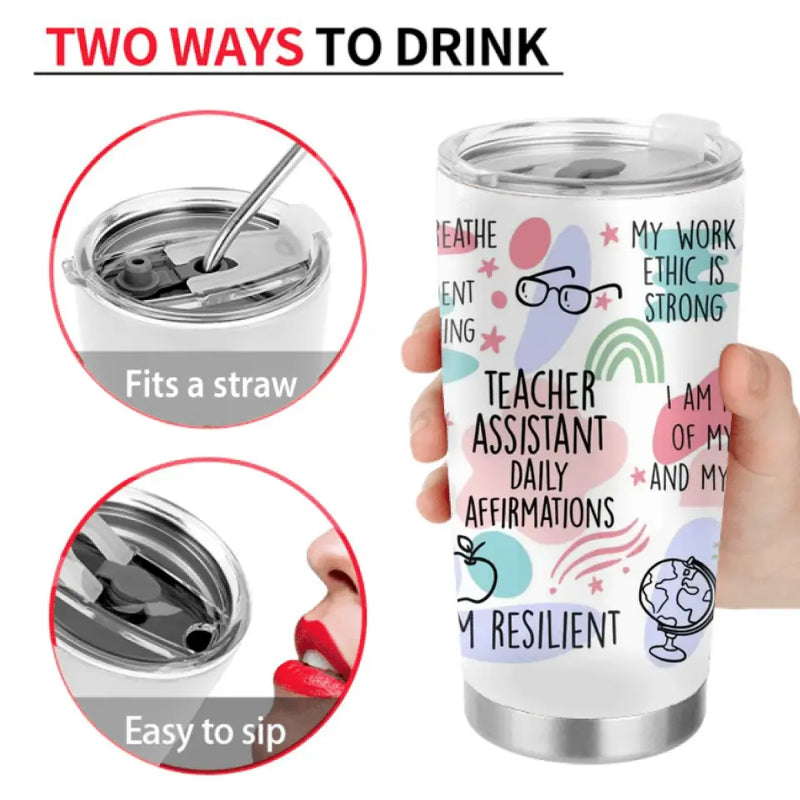 Personalized Teacher Tumbler - Best Gift Idea For Teacher/Birthday - Teacher Assistant Daily Affirmations