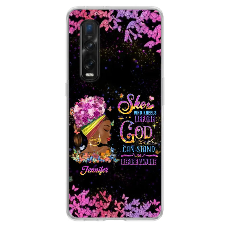 Custom Personalized Black Girl Phone Case - Gift Idea for Birthday/Friends - She Who Kneels Before God Can Stand Before Anyone - Case For Oppo/Xiaomi/Huawei
