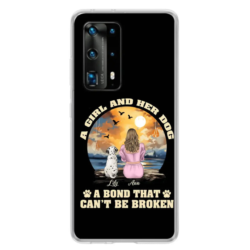 Personalized Dog Mom Phone Case - Up to 4 Dogs - Gift Idea for Dog Owners - Case For Xiaomi/ Oppo/ Huawei - A Girl And Her Dog A Bond That Can't Be Broken