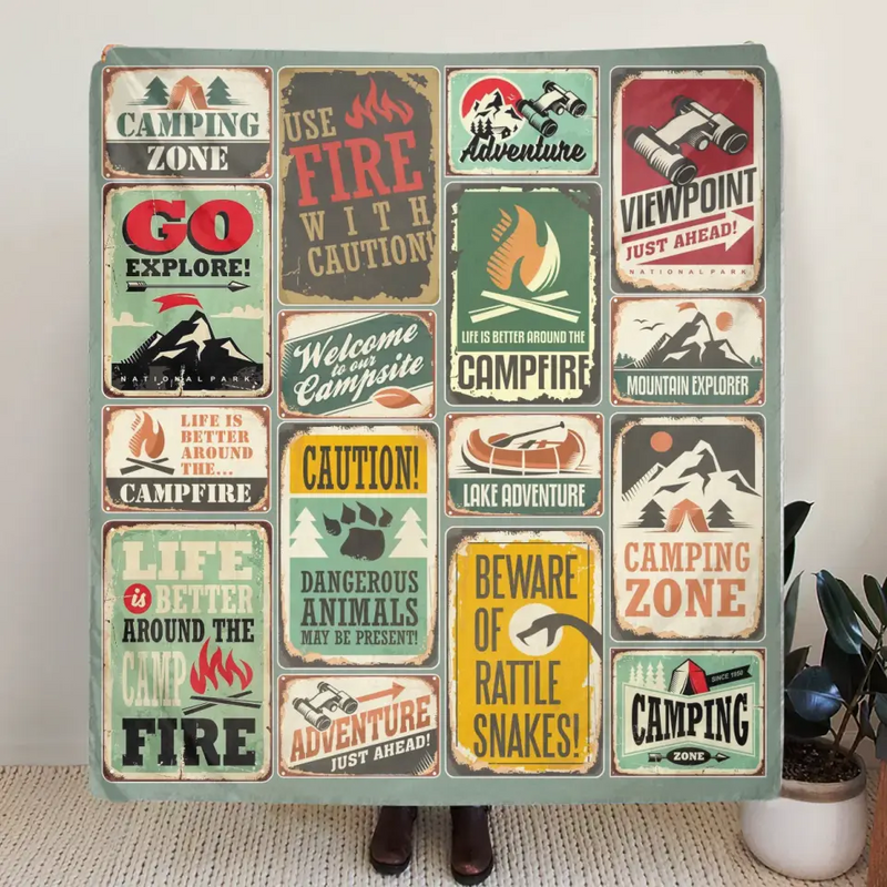 Go Camping Fleece Throw Blanket/Quilt - Gift Idea For Camping Lovers - Camping Zone