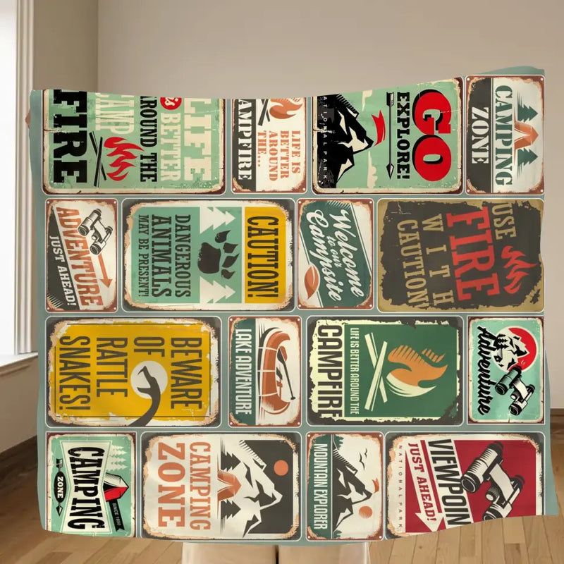 Go Camping Fleece Throw Blanket/Quilt - Gift Idea For Camping Lovers - Camping Zone