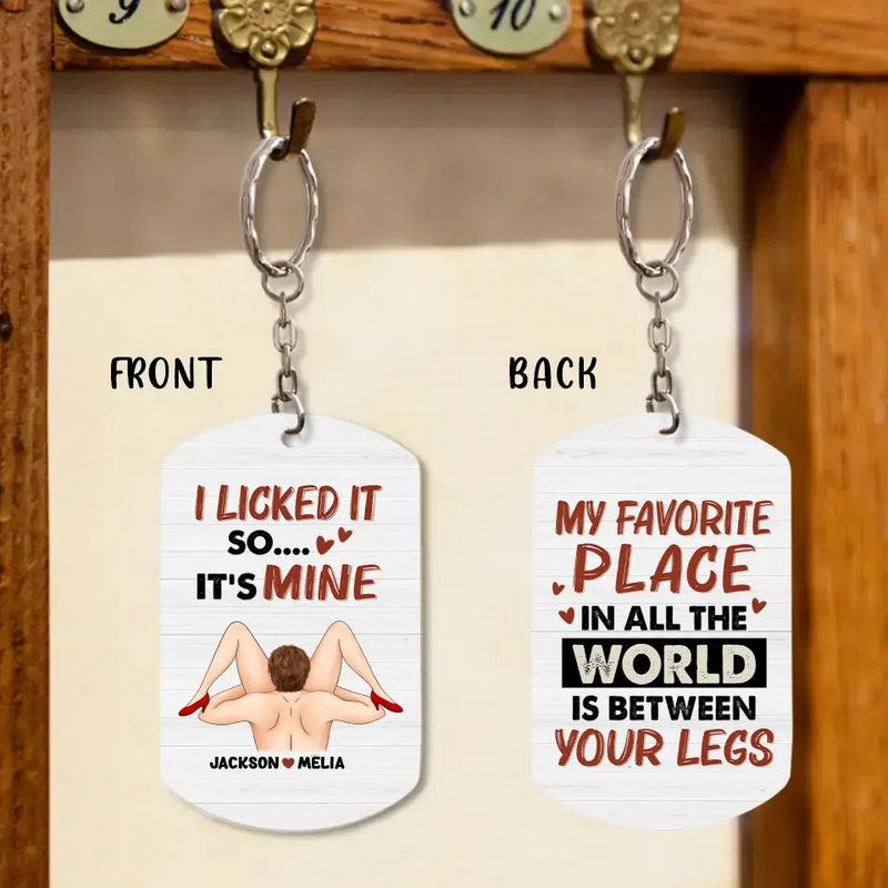 Personalized Couple Aluminum Keychain - Anniversary Gift Idea For Couple/Her - I Licked It So .... It's Mine