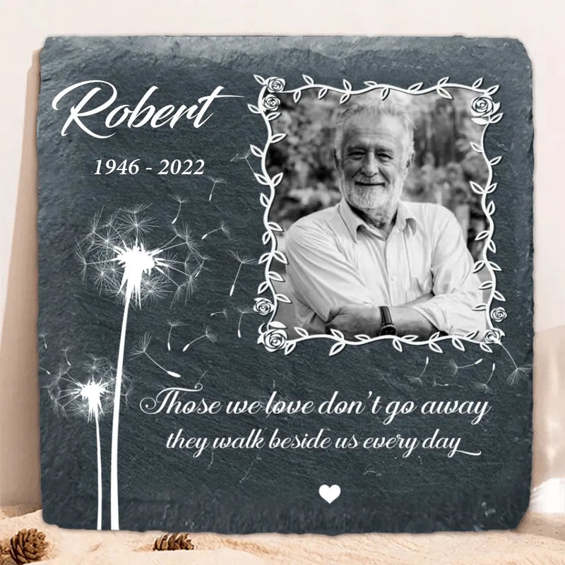 Personalized Memorial Square Slate Stone Plaque - Photo Slate Plaque - Memorial Gift - Those we love don't go away