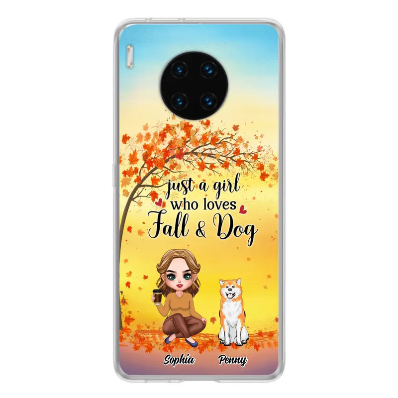 Personalized Dog Mom Phone Case - Gift Idea For Dog Lovers/Autumn Gift - Up to 4 Dogs - Just A Girl Who Loves Fall & Dogs - Case For Xiaomi/ Oppo/ Huawei