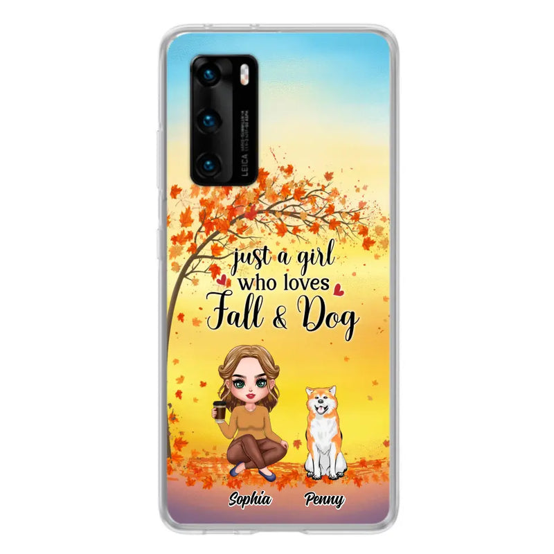 Personalized Dog Mom Phone Case - Gift Idea For Dog Lovers/Autumn Gift - Up to 4 Dogs - Just A Girl Who Loves Fall & Dogs - Case For Xiaomi/ Oppo/ Huawei