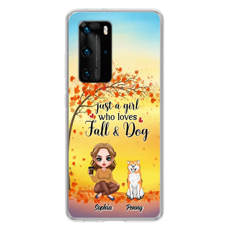 Personalized Dog Mom Phone Case - Gift Idea For Dog Lovers/Autumn Gift - Up to 4 Dogs - Just A Girl Who Loves Fall & Dogs - Case For Xiaomi/ Oppo/ Huawei