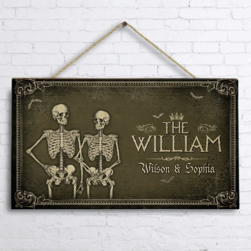 Personalized Skeleton Wooden Sign - Gift Idea For Couple/Family - Sign With Family's Name
