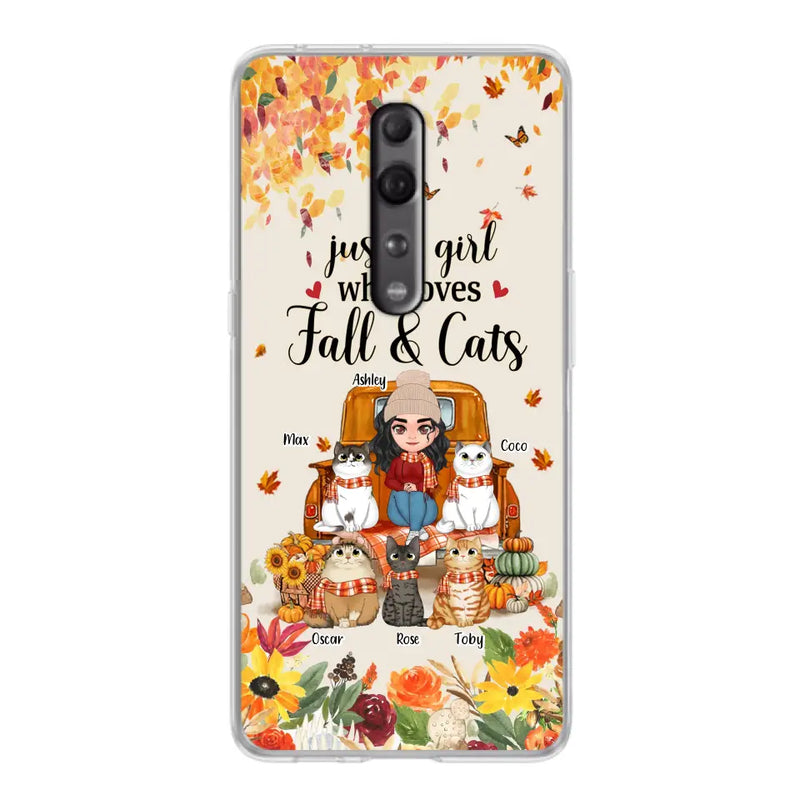 Personalized Cat Mom Autumn Phone Case - Gift Idea For Cat Lovers - Up to 5 Cats - Case For Xiaomi/ Oppo/ Huawei - Just A Girl Who Loves Fall & Cats