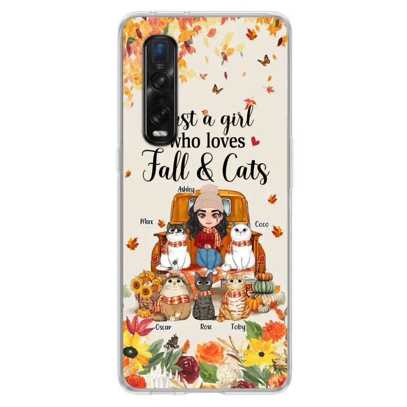 Personalized Cat Mom Autumn Phone Case - Gift Idea For Cat Lovers - Up to 5 Cats - Case For Xiaomi/ Oppo/ Huawei - Just A Girl Who Loves Fall & Cats