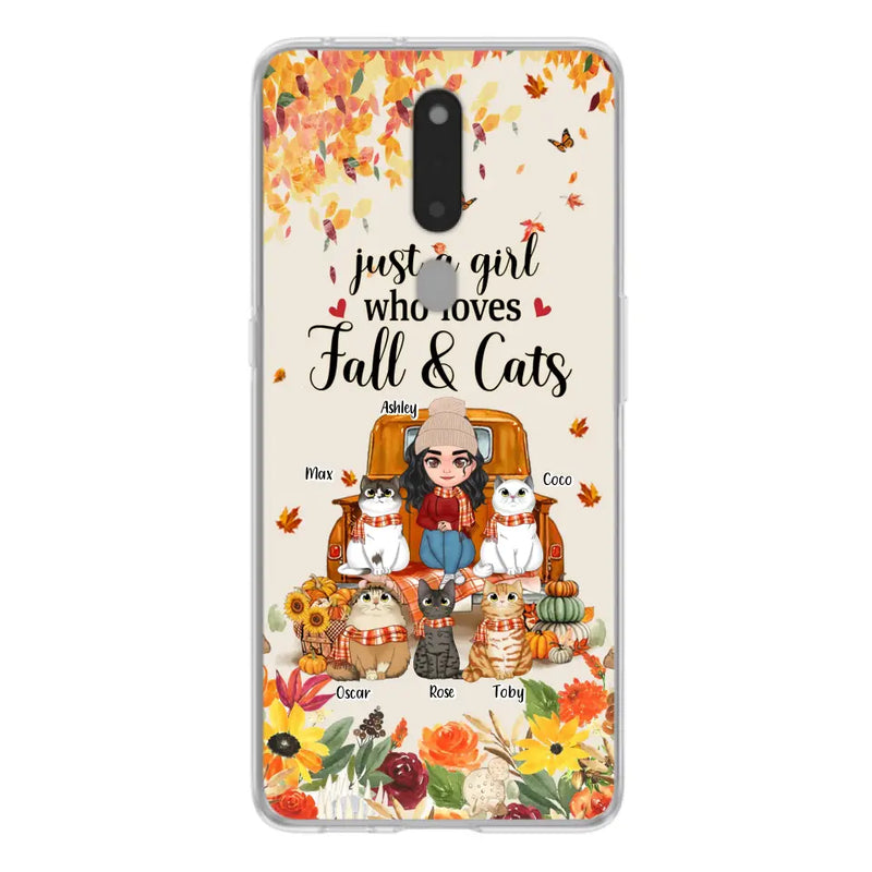 Personalized Cat Mom Autumn Phone Case - Gift Idea For Cat Lovers - Up to 5 Cats - Case For Xiaomi/ Oppo/ Huawei - Just A Girl Who Loves Fall & Cats