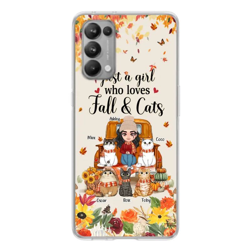 Personalized Cat Mom Autumn Phone Case - Gift Idea For Cat Lovers - Up to 5 Cats - Case For Xiaomi/ Oppo/ Huawei - Just A Girl Who Loves Fall & Cats