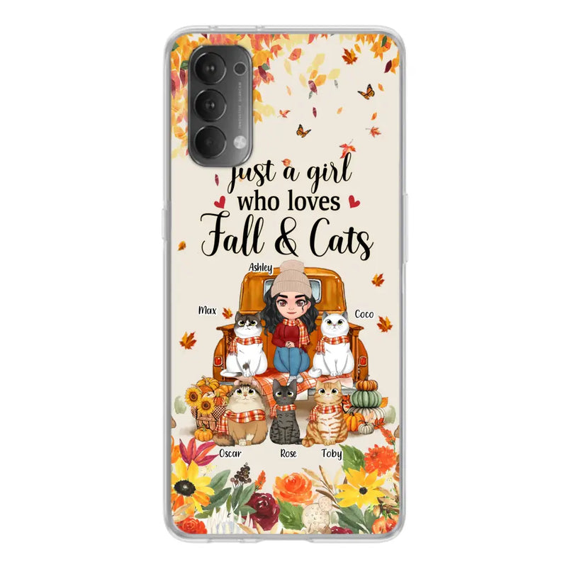 Personalized Cat Mom Autumn Phone Case - Gift Idea For Cat Lovers - Up to 5 Cats - Case For Xiaomi/ Oppo/ Huawei - Just A Girl Who Loves Fall & Cats
