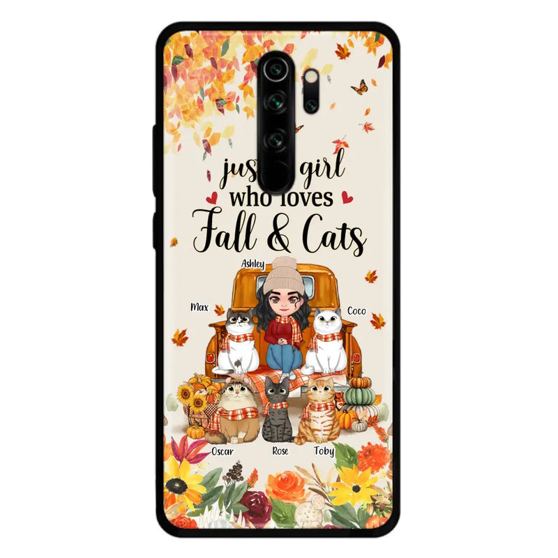 Personalized Cat Mom Autumn Phone Case - Gift Idea For Cat Lovers - Up to 5 Cats - Case For Xiaomi/ Oppo/ Huawei - Just A Girl Who Loves Fall & Cats