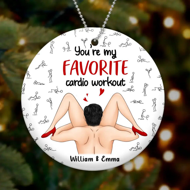 Personalized Couple Circle Wooden Ornament - You're My Favorite Cardio Workout - Gift Idea For Couple/Him/Her/Christmas