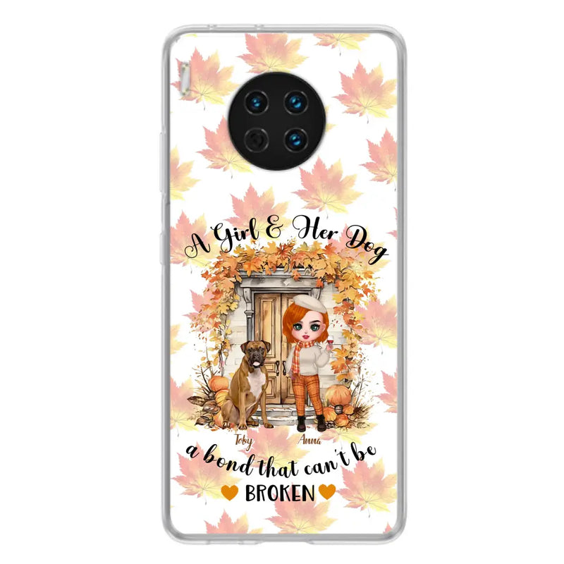 Personalized Fall And Dogs Phone Case - Gift Idea for Dog Lovers - Up to 6 Dogs - A Girl & Her Dogs A Bond That Can't Be Broken - Case For Xiaomi/ Oppo/ Huawei