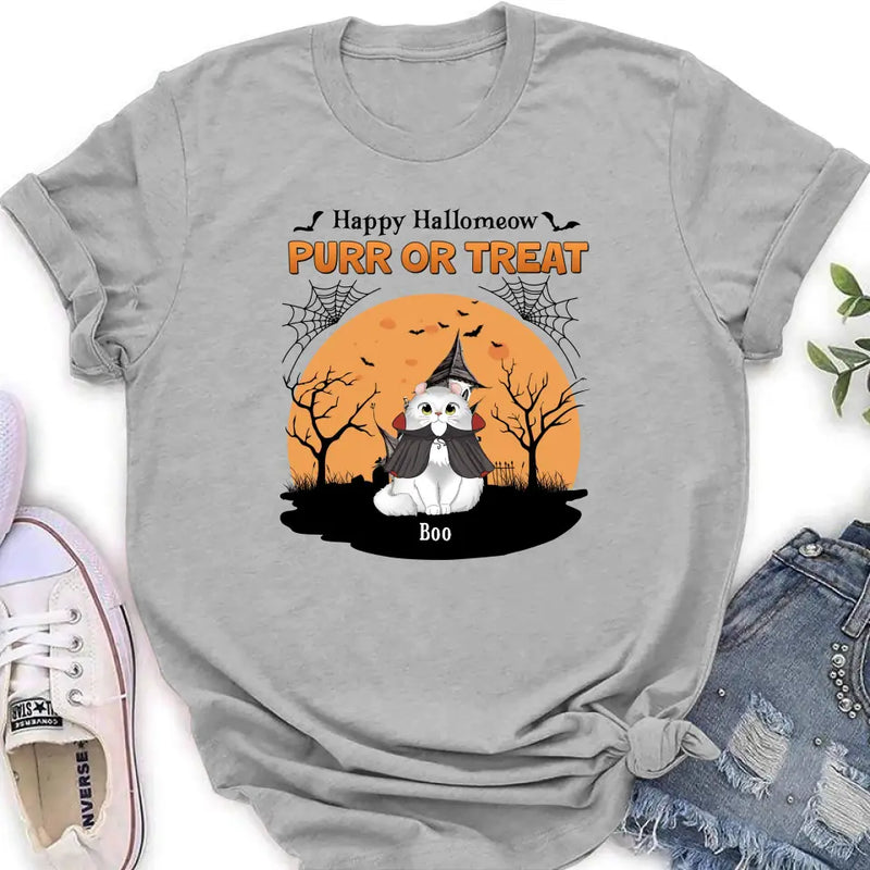 Personalized Meowloween Shirt/Hoodie - Up to 6 Cats - Halloween Gift Idea for Cat Lovers - Happy Hallomeow