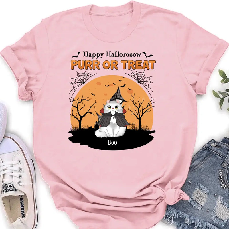 Personalized Meowloween Shirt/Hoodie - Up to 6 Cats - Halloween Gift Idea for Cat Lovers - Happy Hallomeow
