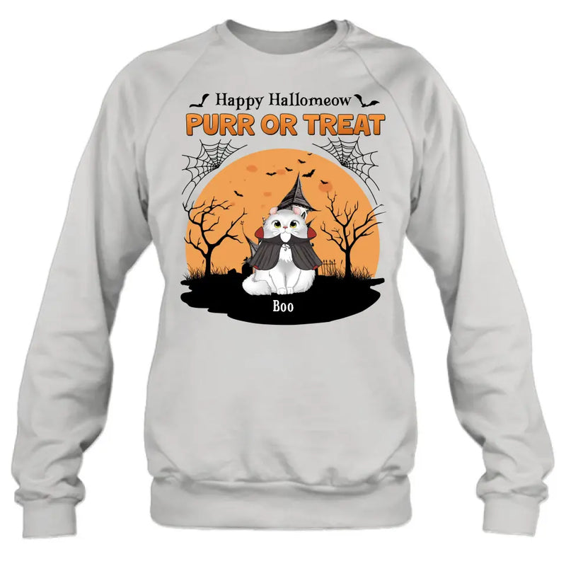 Personalized Meowloween Shirt/Hoodie - Up to 6 Cats - Halloween Gift Idea for Cat Lovers - Happy Hallomeow