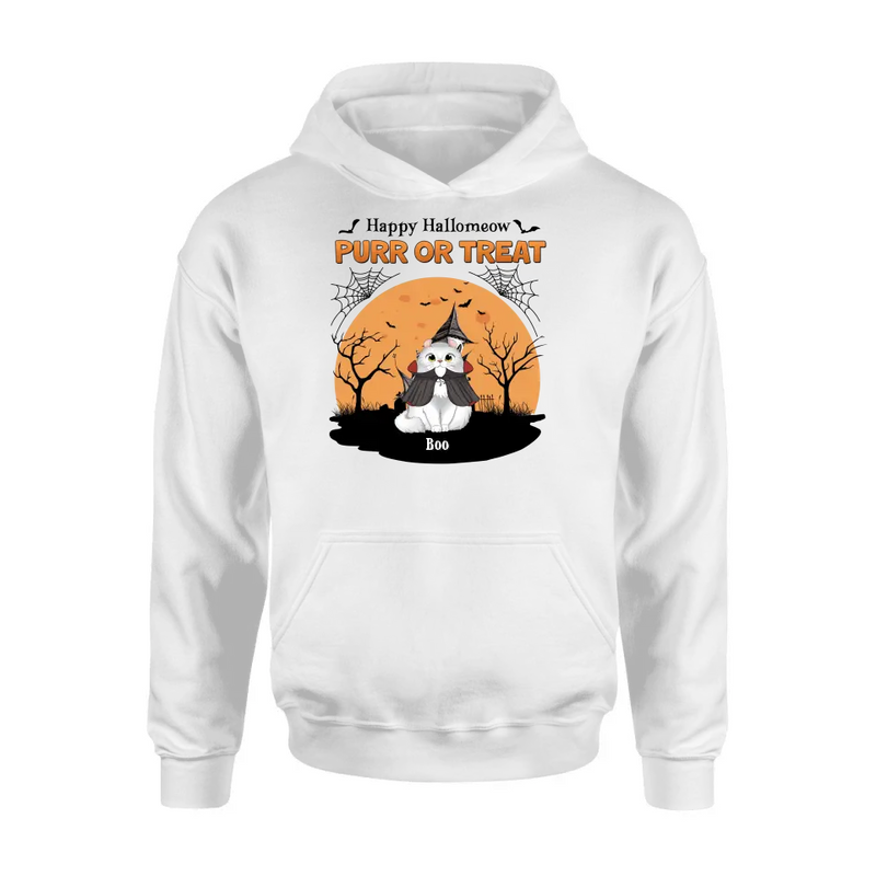 Personalized Meowloween Shirt/Hoodie - Up to 6 Cats - Halloween Gift Idea for Cat Lovers - Happy Hallomeow