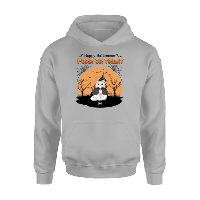 Personalized Meowloween Shirt/Hoodie - Up to 6 Cats - Halloween Gift Idea for Cat Lovers - Happy Hallomeow