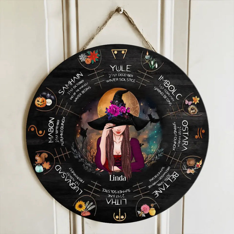 Personalized Witch Wooden Sign - Gift Idea For Halloween/Wicca Decor/Pagan Decor