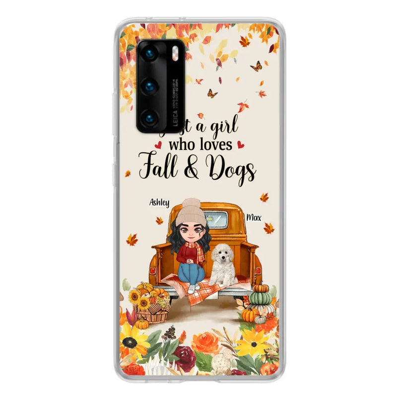 Personalized Dog Mom Autumn Phone Case - Gift Idea For Dog Lovers - Up to 5 Dogs - Case For Xiaomi/ Oppo/ Huawei - Just A Girl Who Loves Fall & Dogs