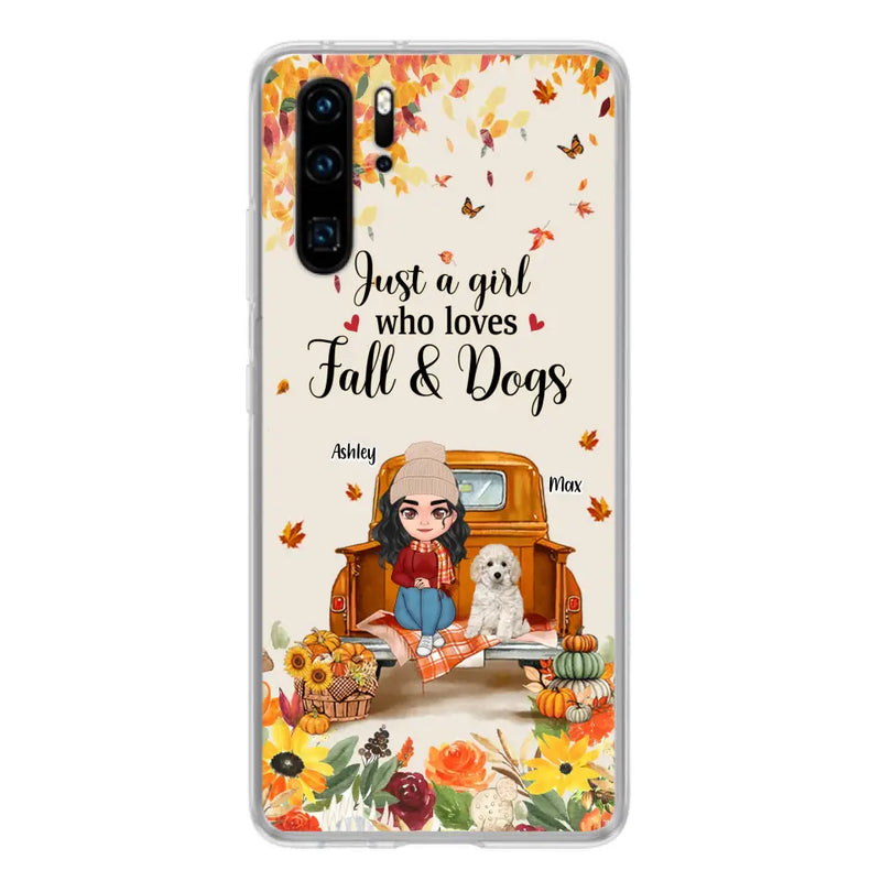 Personalized Dog Mom Autumn Phone Case - Gift Idea For Dog Lovers - Up to 5 Dogs - Case For Xiaomi/ Oppo/ Huawei - Just A Girl Who Loves Fall & Dogs