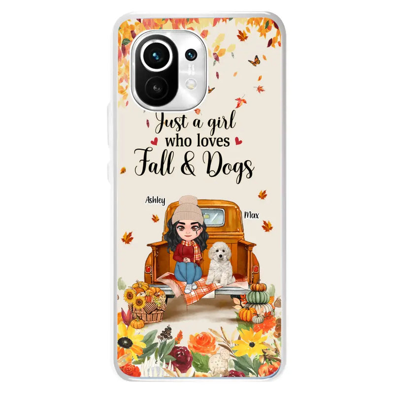 Personalized Dog Mom Autumn Phone Case - Gift Idea For Dog Lovers - Up to 5 Dogs - Case For Xiaomi/ Oppo/ Huawei - Just A Girl Who Loves Fall & Dogs