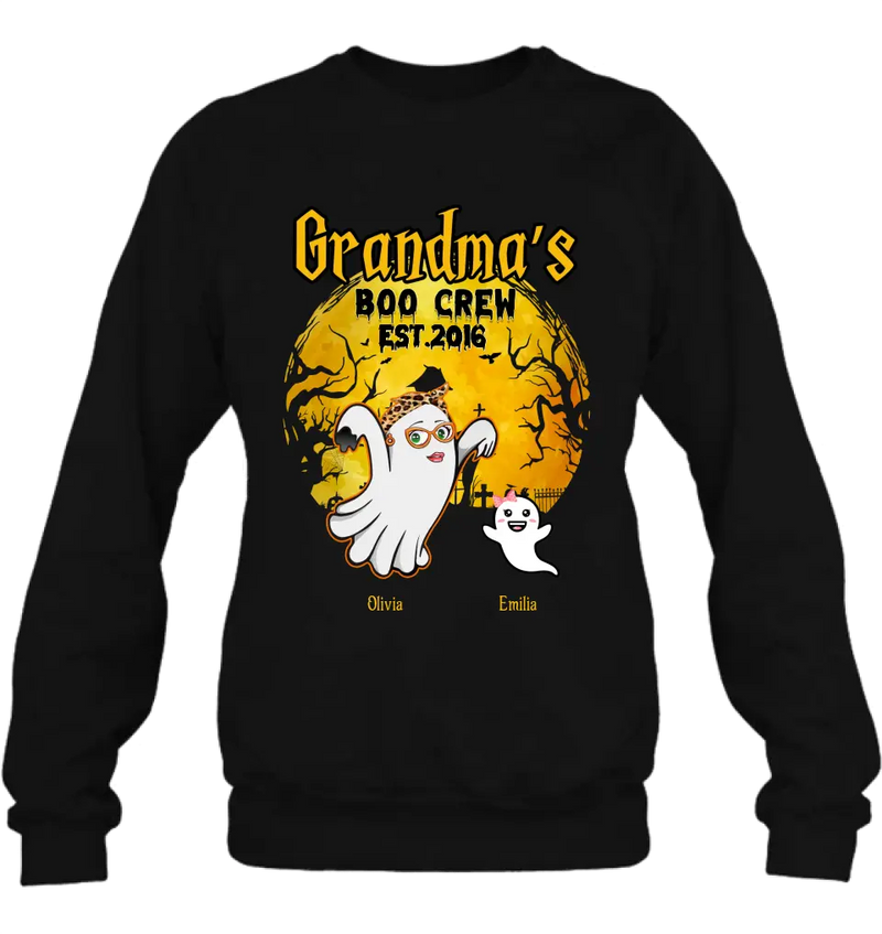 Personalized Grandma Shirt/Hoodie - Halloween Gift For Grandma - Up to 7 Kids - Grandma's Boo Crew