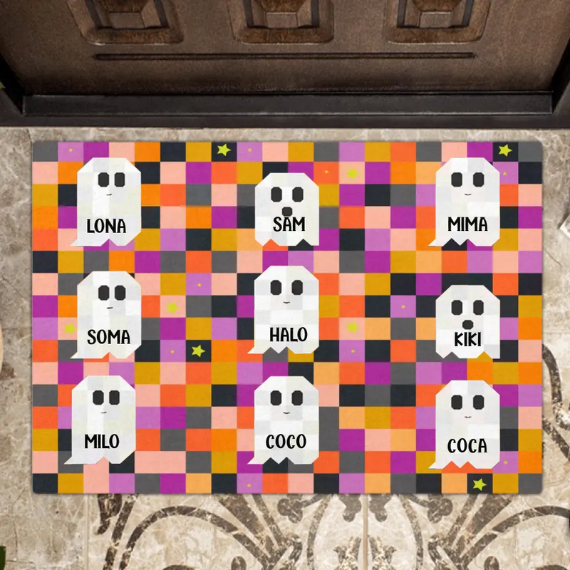 Personalize Halloween Family Doormat - Gift Idea For Halloween/Family - Up to 9 Boos